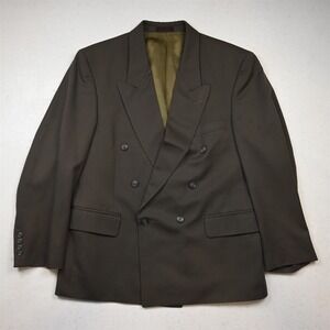 Vtg Mens Double Breasted 41S Brown 100% Wool Mens Blazer Suit Jacket Sport Coat